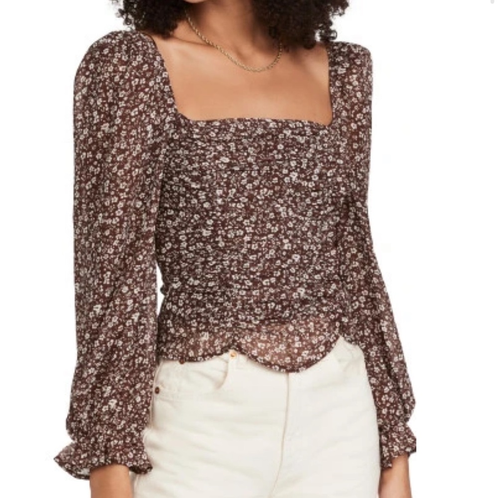 ASTR the Label Tonina Top Brown Ivory Ditsy